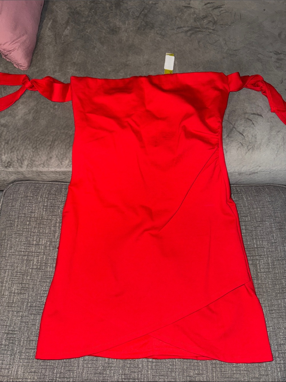Gianni Bini Strapless Red Tie-Shoulder Mini Dress